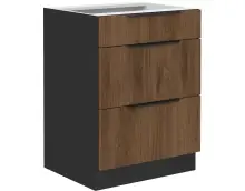 VELO 60 D 3S BB szafka kuchenna stojąca  z szufladami czarny mat / orzech okapi
